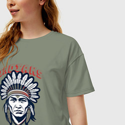 Футболка оверсайз женская Индеец прерий, цвет: авокадо — фото 2