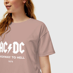 Футболка оверсайз женская AC DC - Highway to hell 1979, цвет: пыльно-розовый — фото 2