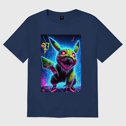 Футболка оверсайз женская Pikachu - nightmare ai art fantasy, цвет: тёмно-синий