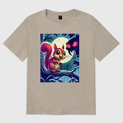 Футболка оверсайз женская Милая пушистая лесная белочка - ужас, цвет: миндальный