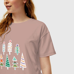 Футболка оверсайз женская Ёлки, цвет: пыльно-розовый — фото 2