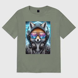 Футболка оверсайз женская Urban fox - ai art, цвет: авокадо