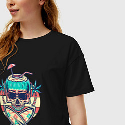 Футболка оверсайз женская Skull and surf, цвет: черный — фото 2