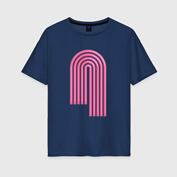 Футболка оверсайз женская Розовый орнамент, цвет: тёмно-синий