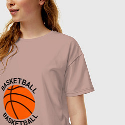 Футболка оверсайз женская Эмблема баскетбольный мяч basketball, цвет: пыльно-розовый — фото 2