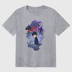 Футболка оверсайз женская Поднятие уровня в одиночку Джину Сон охотник, цвет: меланж