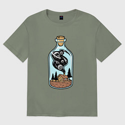 Футболка оверсайз женская Космический дом в бутылке, цвет: авокадо