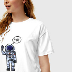 Футболка оверсайз женская Пиксельный космонавт, цвет: белый — фото 2