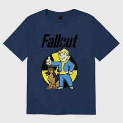 Футболка оверсайз женская Vault boy and dog, цвет: тёмно-синий