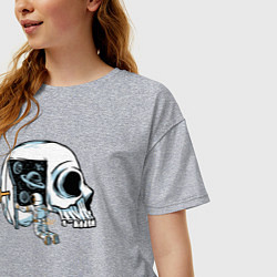 Футболка оверсайз женская Космос в черепной коробке, цвет: меланж — фото 2