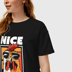 Футболка оверсайз женская Nice cock, цвет: черный — фото 2