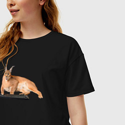 Футболка оверсайз женская Большой кот Шлепа с клавиатурой, цвет: черный — фото 2