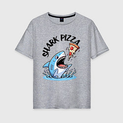 Футболка оверсайз женская Shark pizza - ai art fantasy, цвет: меланж