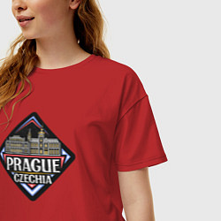 Футболка оверсайз женская Чехия - Прага, цвет: красный — фото 2