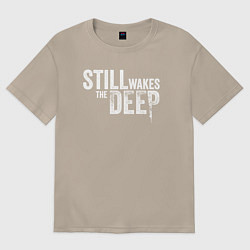 Футболка оверсайз женская Still wakes the deep logo, цвет: миндальный