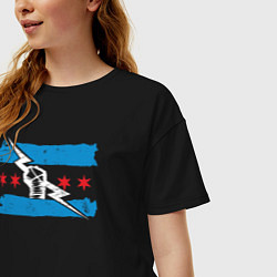 Футболка оверсайз женская Cm Punk wwe bitw Chicago, цвет: черный — фото 2