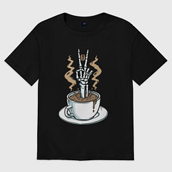 Женская футболка оверсайз Skeletor coffee