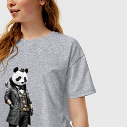 Футболка оверсайз женская Панда стимпанк, цвет: меланж — фото 2