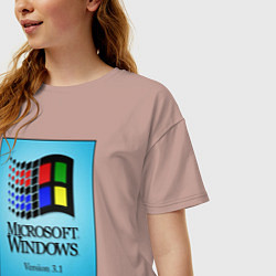 Футболка оверсайз женская Windows 3, цвет: пыльно-розовый — фото 2