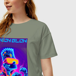 Футболка оверсайз женская Bart Simpson - neon fantasy ai art, цвет: авокадо — фото 2