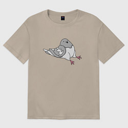 Футболка оверсайз женская Сидящий голубь, цвет: миндальный