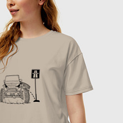 Футболка оверсайз женская Джипу все равно где ехать, цвет: миндальный — фото 2