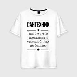 Футболка оверсайз женская Сантехник должность волшебник, цвет: белый