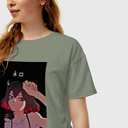 Футболка оверсайз женская Чёрный клевер неро, цвет: авокадо — фото 2