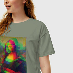 Футболка оверсайз женская Мона Лиза с глюками, цвет: авокадо — фото 2