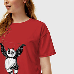 Футболка оверсайз женская Кунгфу панда По, цвет: красный — фото 2