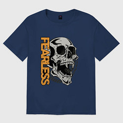 Футболка оверсайз женская Череп с клыками, цвет: тёмно-синий