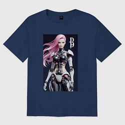 Футболка оверсайз женская Cyber Barbie - ai art future, цвет: тёмно-синий