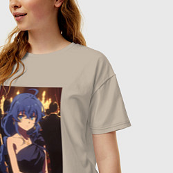 Футболка оверсайз женская Реинкарнация безработного Рокси Мигурдия в платье, цвет: миндальный — фото 2