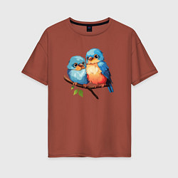 Женская футболка оверсайз Разговор двух птичек