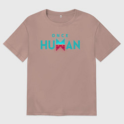 Футболка оверсайз женская Once human logo, цвет: пыльно-розовый