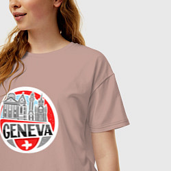 Футболка оверсайз женская Switzerland country, цвет: пыльно-розовый — фото 2