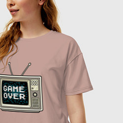 Футболка оверсайз женская Game over tv, цвет: пыльно-розовый — фото 2