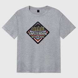 Футболка оверсайз женская Амстердам - Нидерланды, цвет: меланж