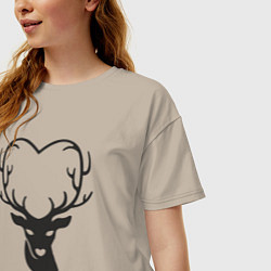Футболка оверсайз женская Love deer, цвет: миндальный — фото 2