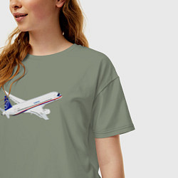 Футболка оверсайз женская Опытный самолет SJ-100 ВС 95157, цвет: авокадо — фото 2