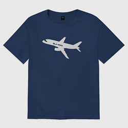 Футболка оверсайз женская Superjet-100 белый, цвет: тёмно-синий
