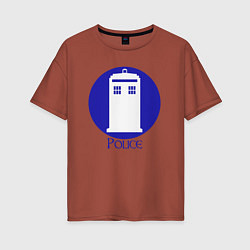 Футболка оверсайз женская Tardis police, цвет: кирпичный