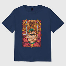Футболка оверсайз женская One piece Зоро бог, цвет: тёмно-синий