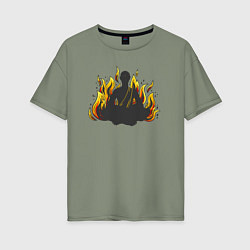 Женская футболка оверсайз Fire yoga