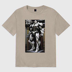 Футболка оверсайз женская Ленин киборг - нейросеть, цвет: миндальный