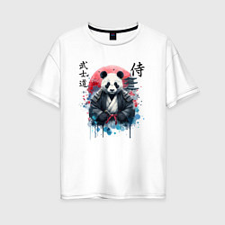 Женская футболка оверсайз Panda - bushido samurai code