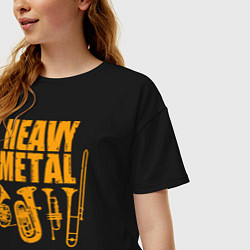 Футболка оверсайз женская Heavy metal - медные духовые, цвет: черный — фото 2