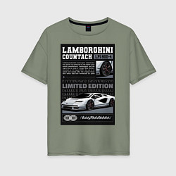 Женская футболка оверсайз Lamborghini countach