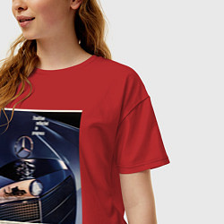 Футболка оверсайз женская Mercedes-benz автомобиль ретро, цвет: красный — фото 2