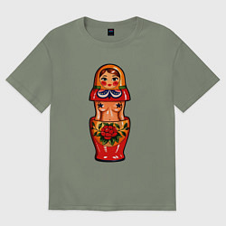 Женская футболка оверсайз Русская барби матрешка без цензуры